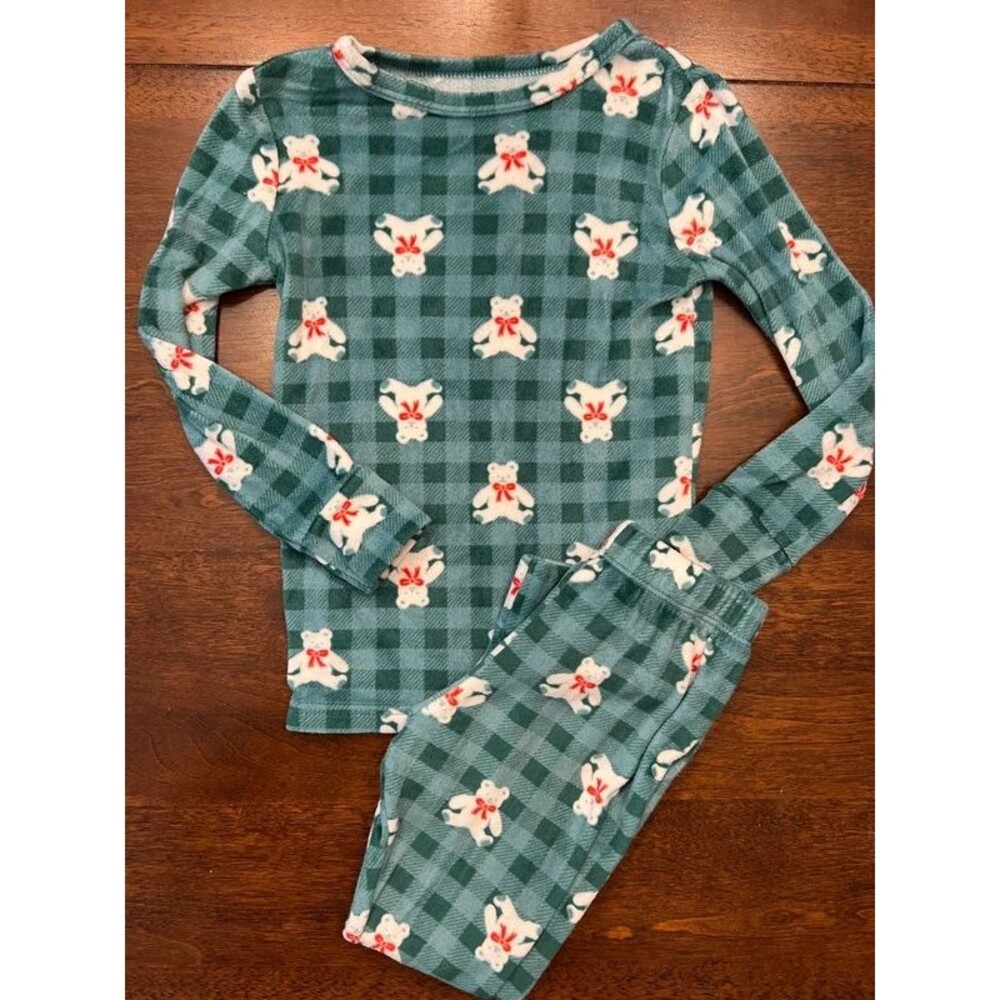 Gingham Holiday Winter Pajamas Toddler Girl Size 4T Soft Cozy Holiday